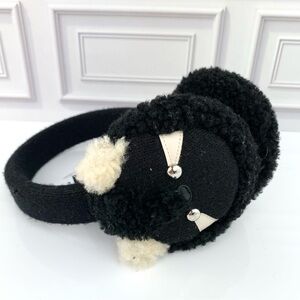 Coach Raccoon Bear Shearling Wool Black Earmuffs $125